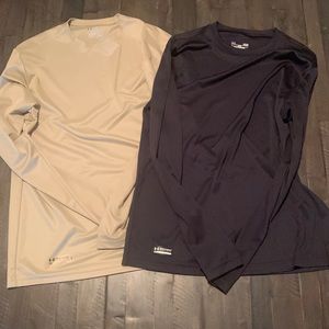 Set of 2-Under Armour Tactical UA Tech Heatgear Long Sleeve T-shirts-Black & Tan